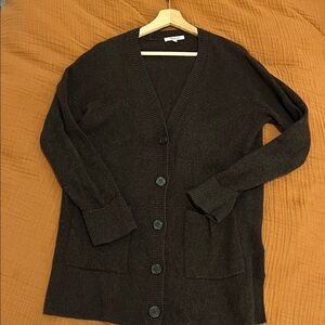 Madewell Brown Long V-Neck Button Cardigan with Pockets Size XS